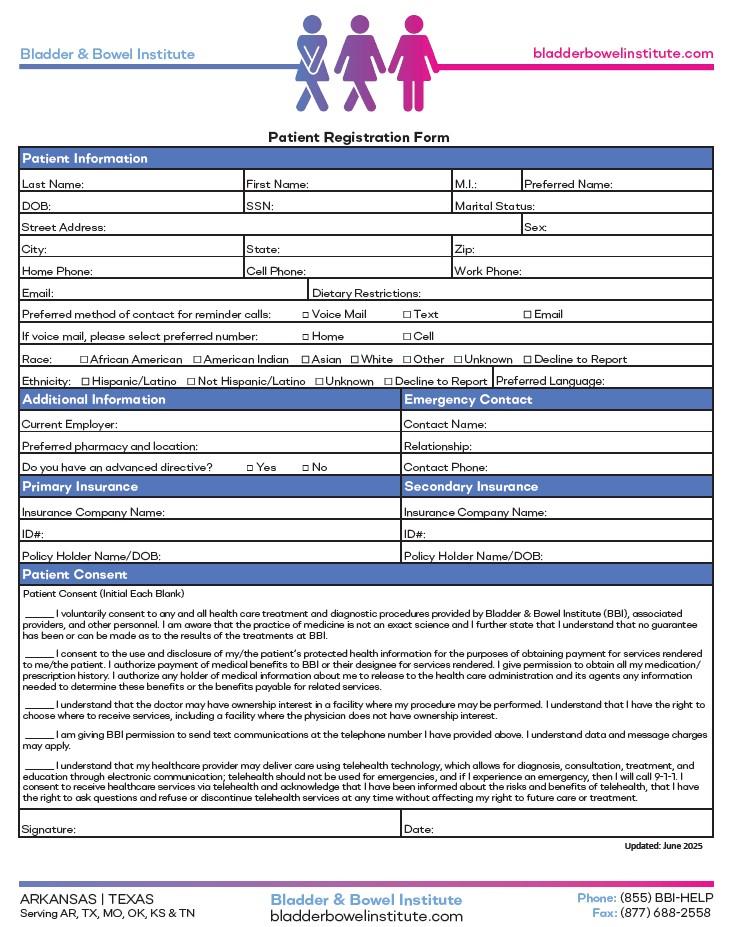 Female patient registration form
