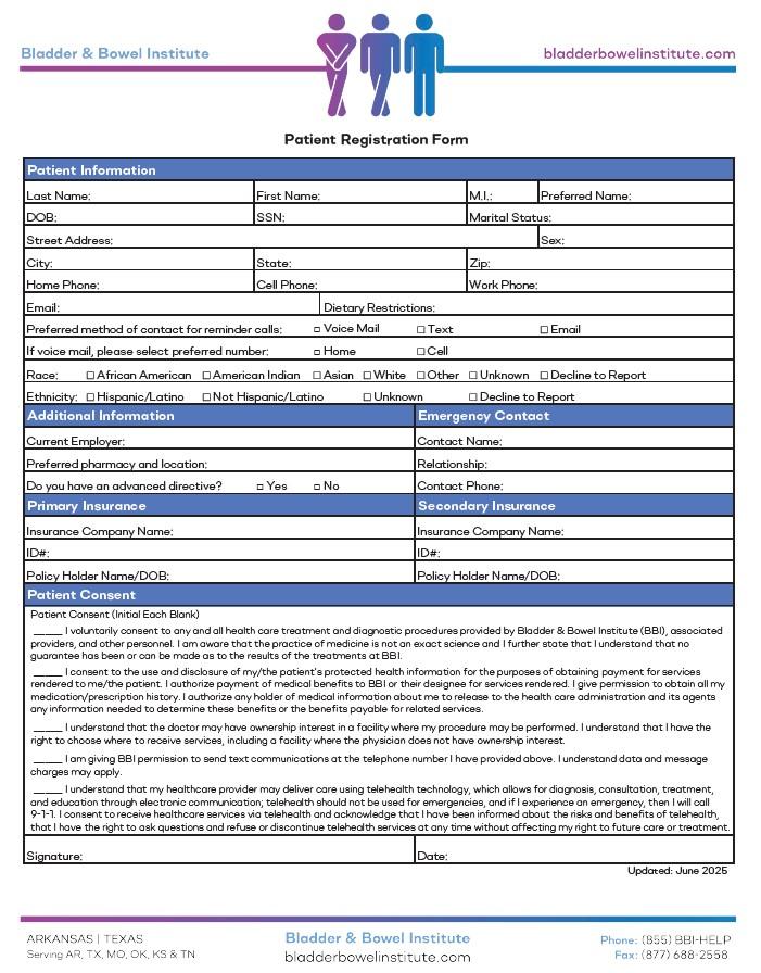 Male patient registration form